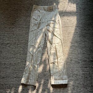 Theory white dress pants brown striped straight leg